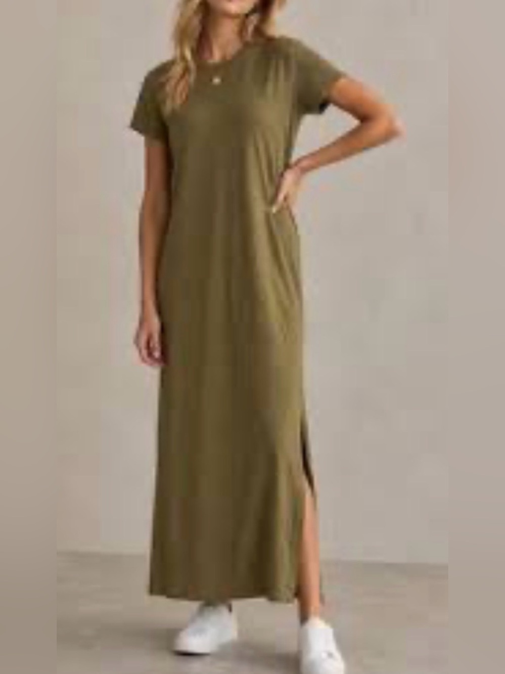 rag & bone Olive Green Short-Sleeve Maxi Tshirt Dress XXS